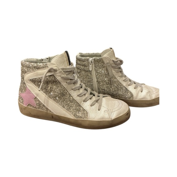 SHU SHOP Roxanne Kids Size 5 Pearl Glitter High-Top Sneakers - Picture 7 of 9